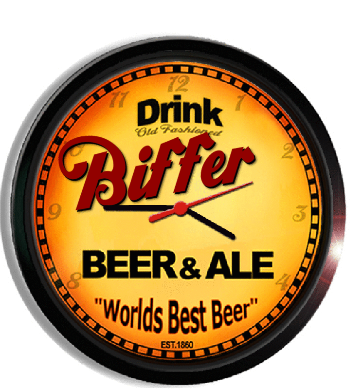 Personalized biffer beer clock