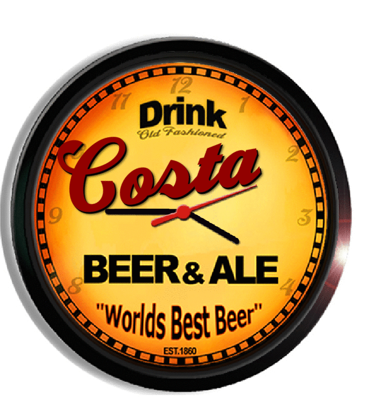 Personalized costa beer clock