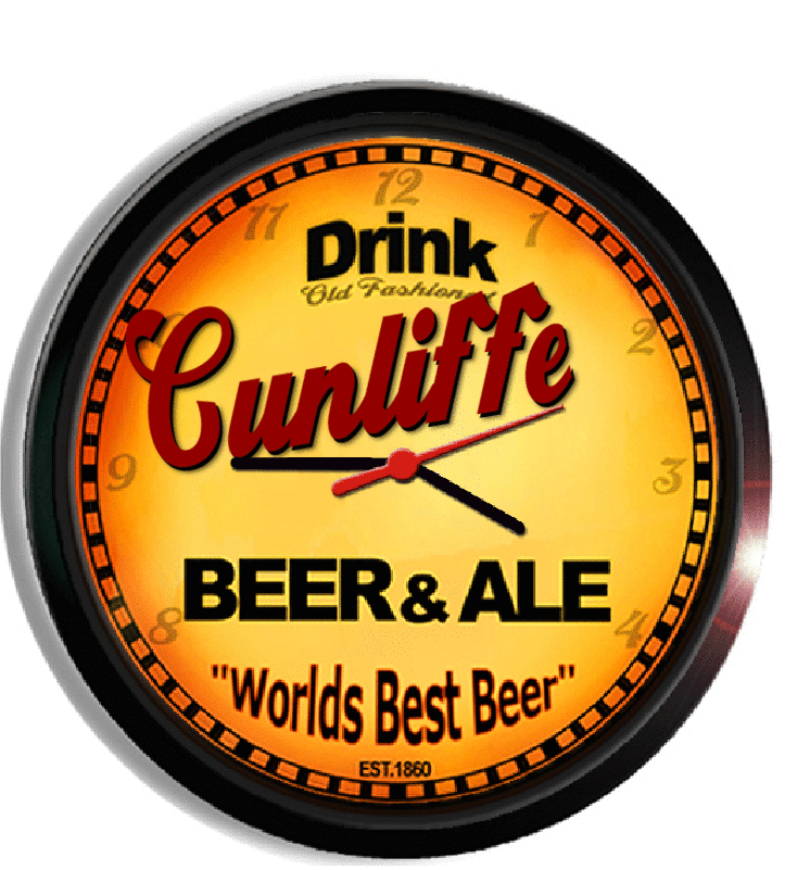 Personalized cunliffe beer clock