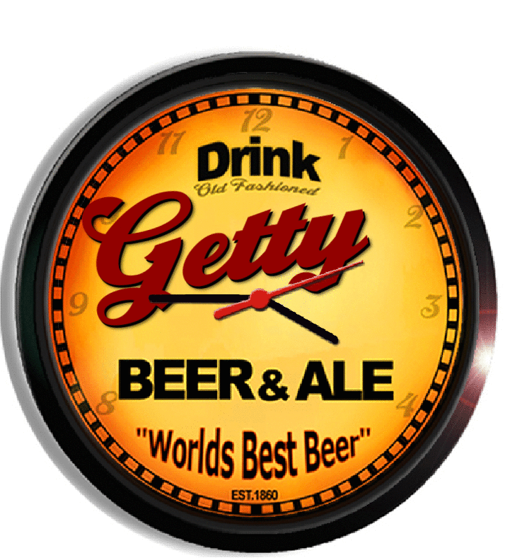 Personalized getty beer clock