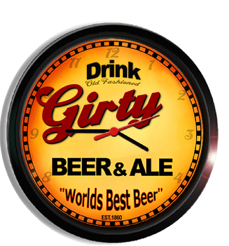 Personalized girty beer clock