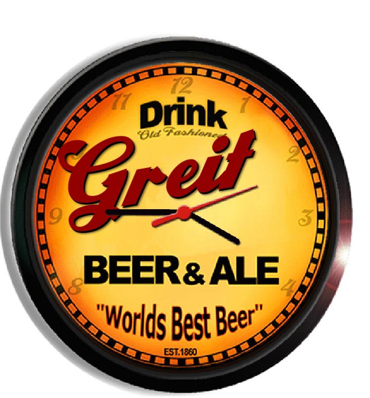 Personalized greif beer clock
