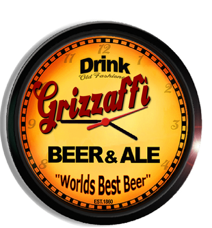 Personalized grizzaffi beer clock