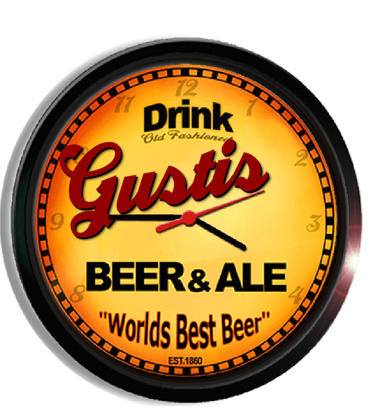 Personalized gustis beer clock