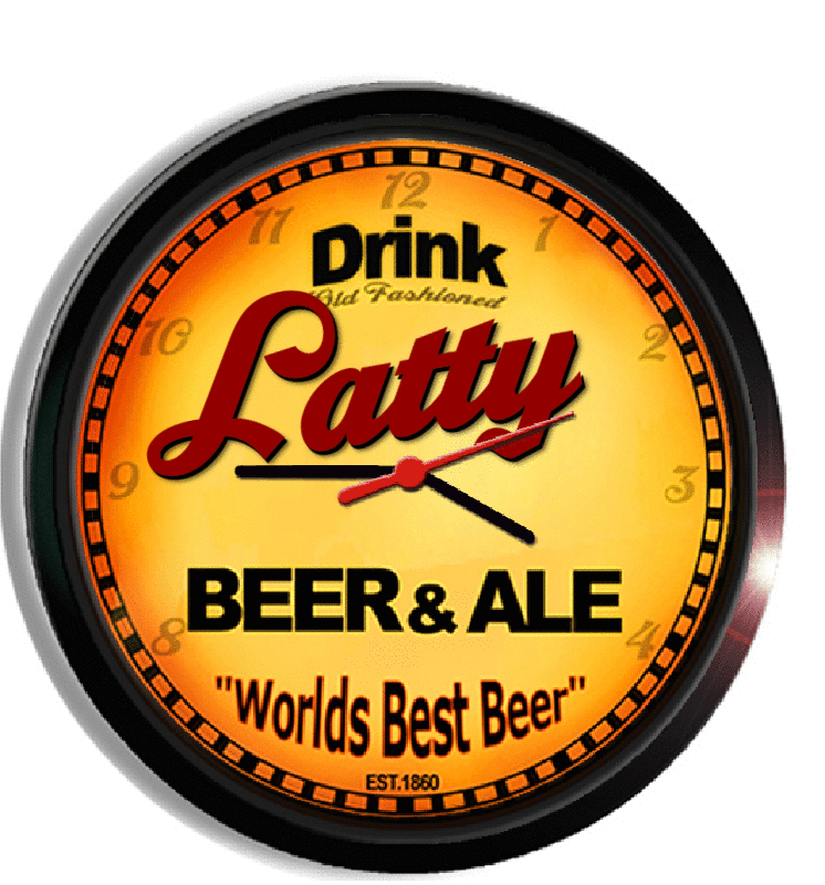 Personalized latty beer clock