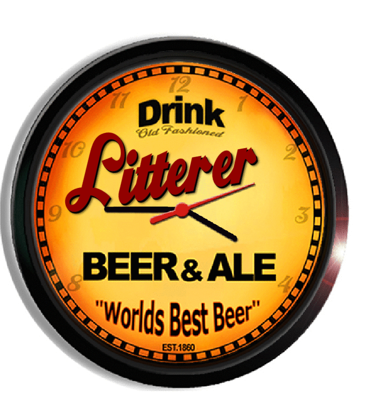 Personalized litterer beer clock