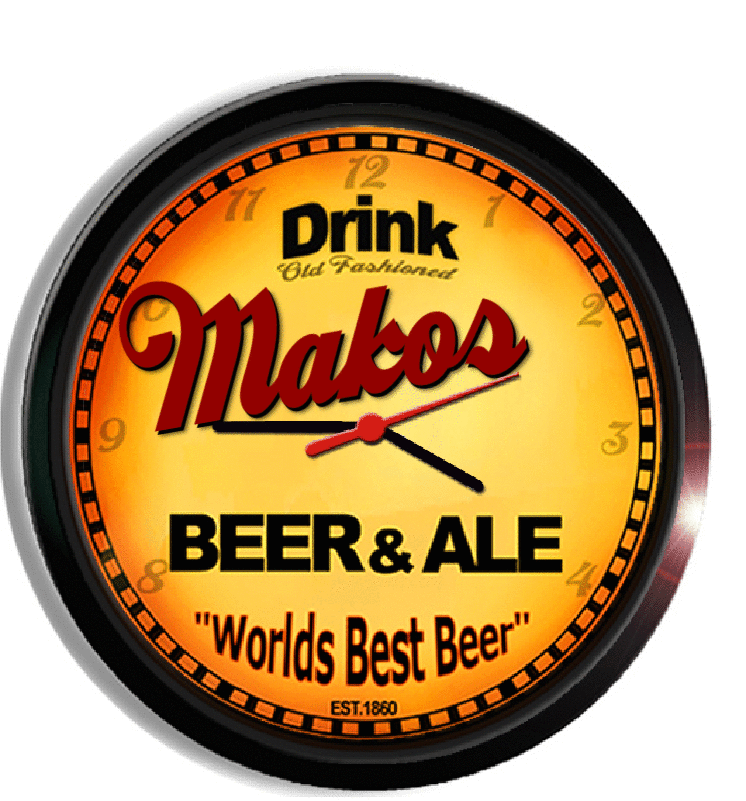 Personalized makos beer clock