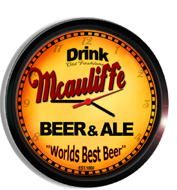 Personalized mcauliffe beer clock