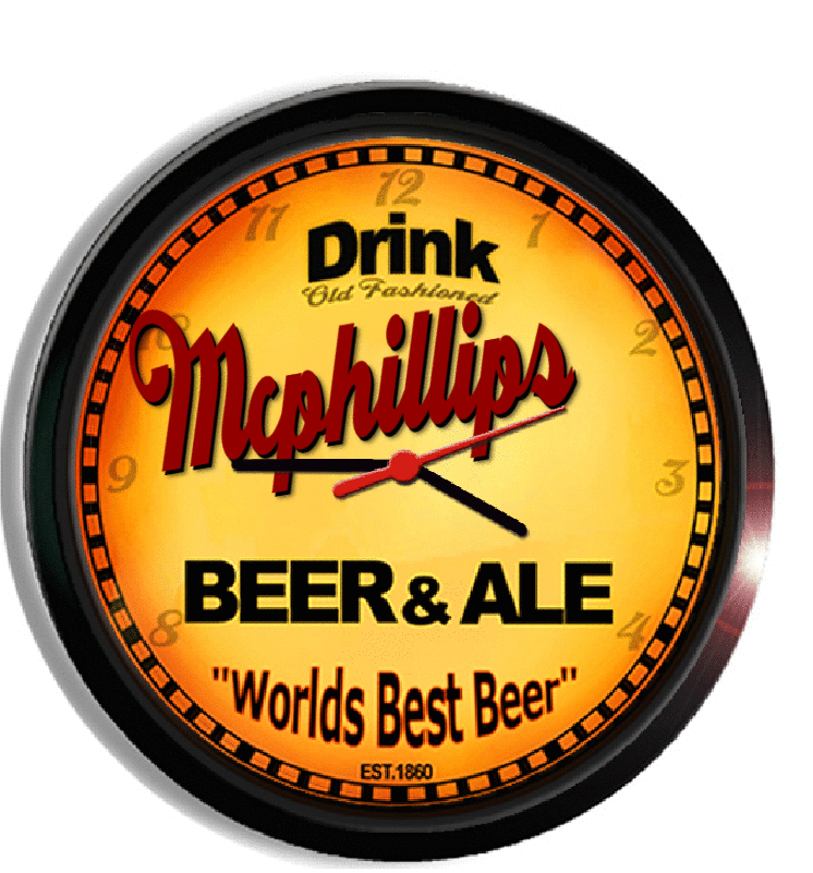 Personalized mcphillips beer clock