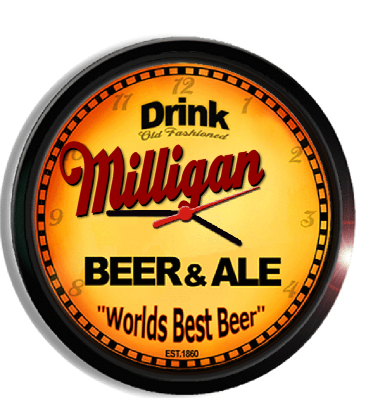 Personalized milligan beer clock