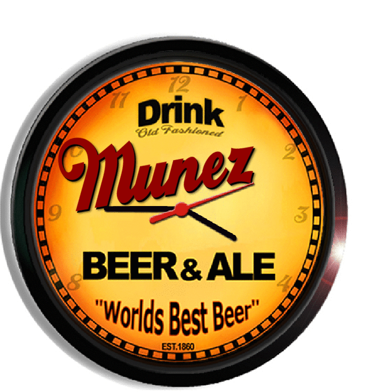 Personalized munez beer clock