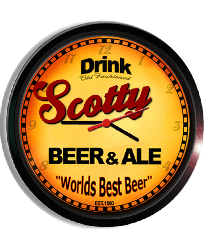 Personalized scotty beer clock