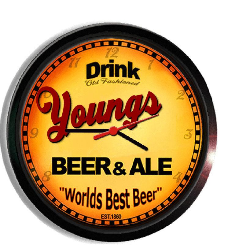 Personalized youngs beer clock